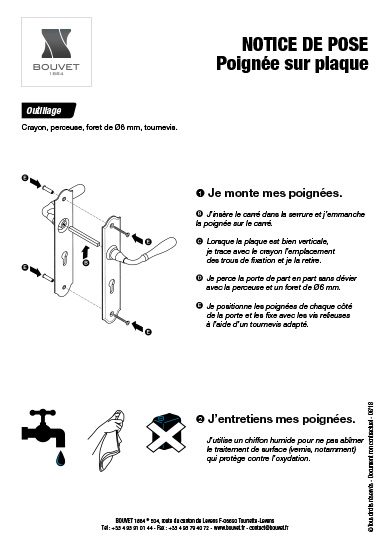 Notice de pose Poignée sur plaque PDF